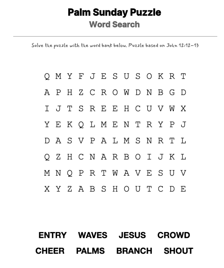 The Palm Frond and the Rooster word-search